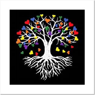 Tree Root Gay Pride Cute Heart Leaves Proud LGBT-Q Ally Posters and Art